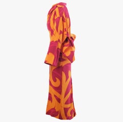 Gianfranco Ferré Baroque Print Silk Dress with Oversized Bow – '80s