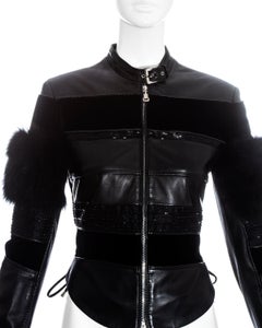 Gianfranco Ferre beaded leather and fur jacket fw 1998