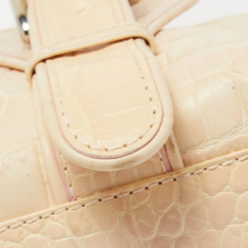 Gianfranco Ferrè Borsa Boston in pelle goffrata alligatore beige in vendita 3