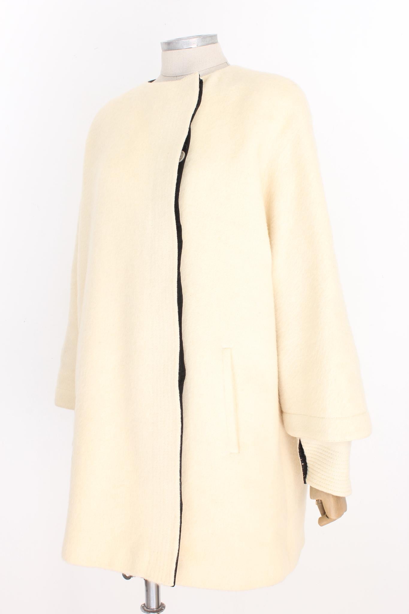 Gianfranco Ferre Beige Wool Oversize Vintage Coat 80s 1
