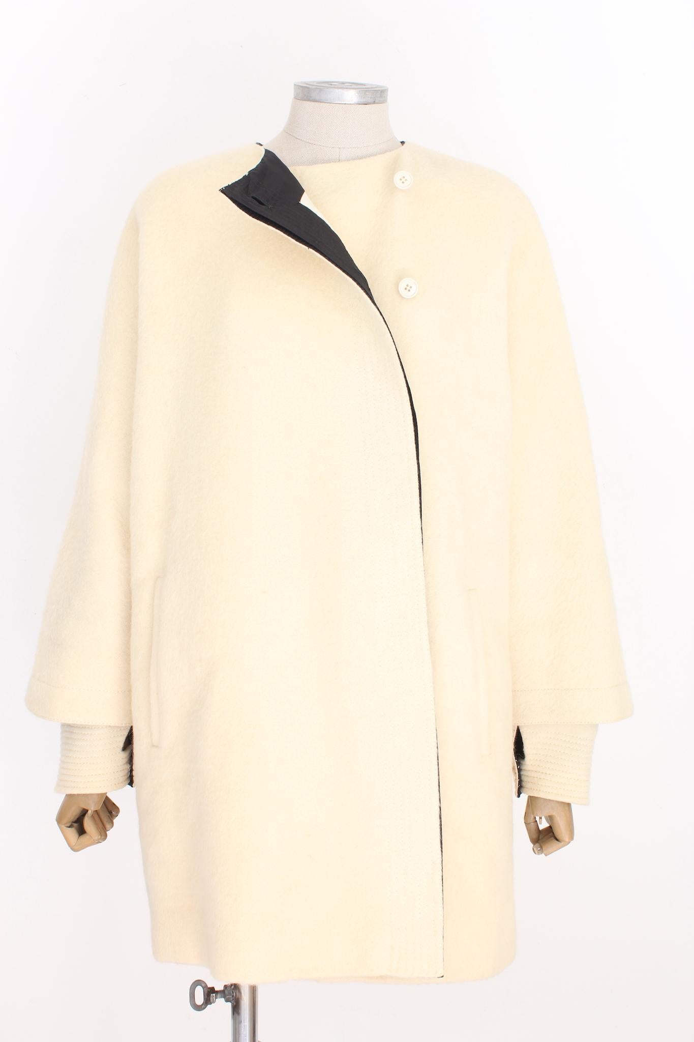 Gianfranco Ferre Beige Wool Oversize Vintage Coat 80s 2