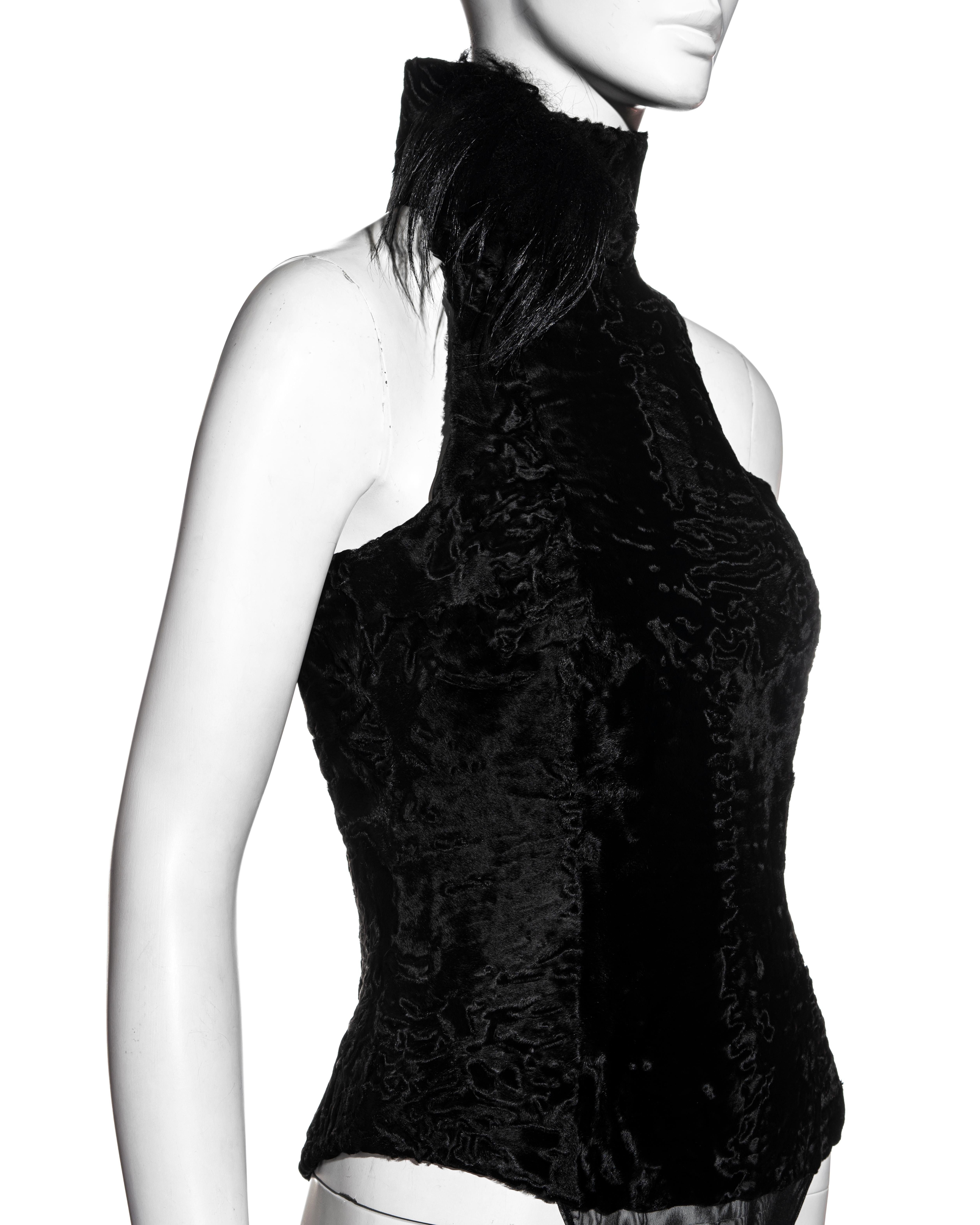 Black Gianfranco Ferre black astrakhan fur bodysuit, fw 1999 For Sale