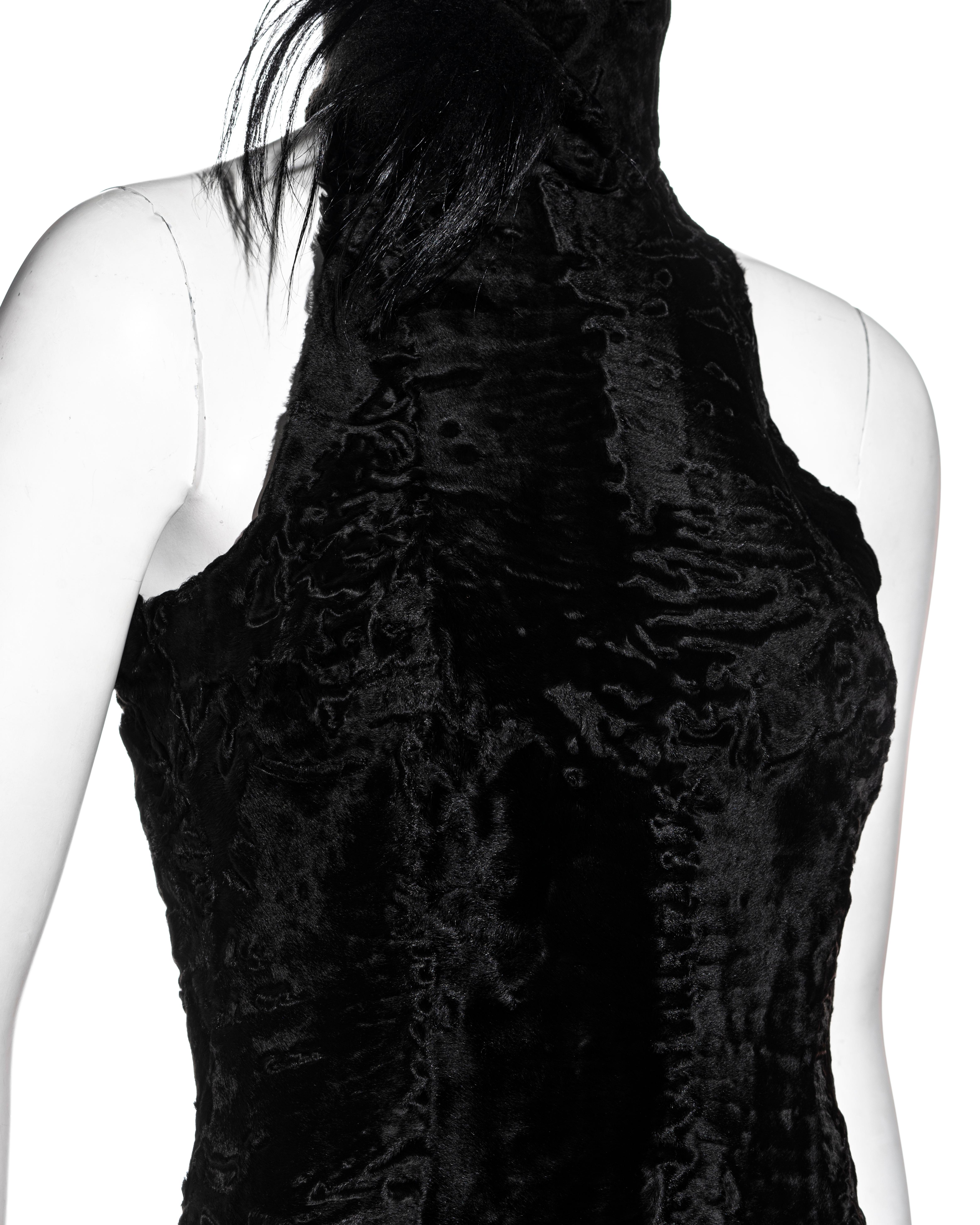 Gianfranco Ferre black astrakhan fur bodysuit, fw 1999 In Excellent Condition For Sale In London, GB