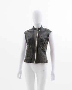 Gianfranco Ferrè Black back netted motorcycle leather jacket, early 2000s