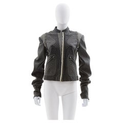 Gianfranco Ferrè Black back netted motorcycle leather jacket, early 2000s