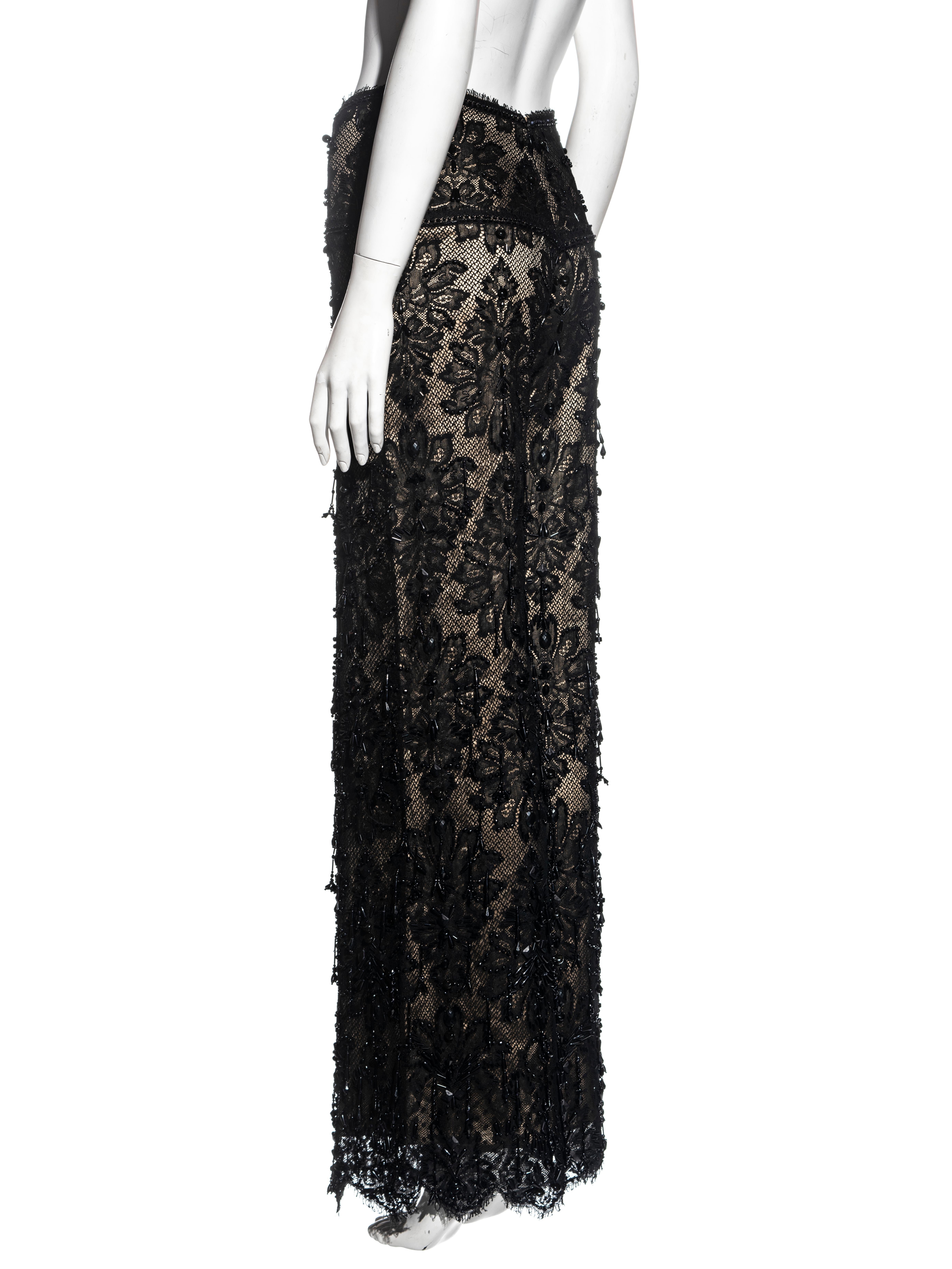 Women's Gianfranco Ferré black beaded lace evening pants, ss 2002 For Sale