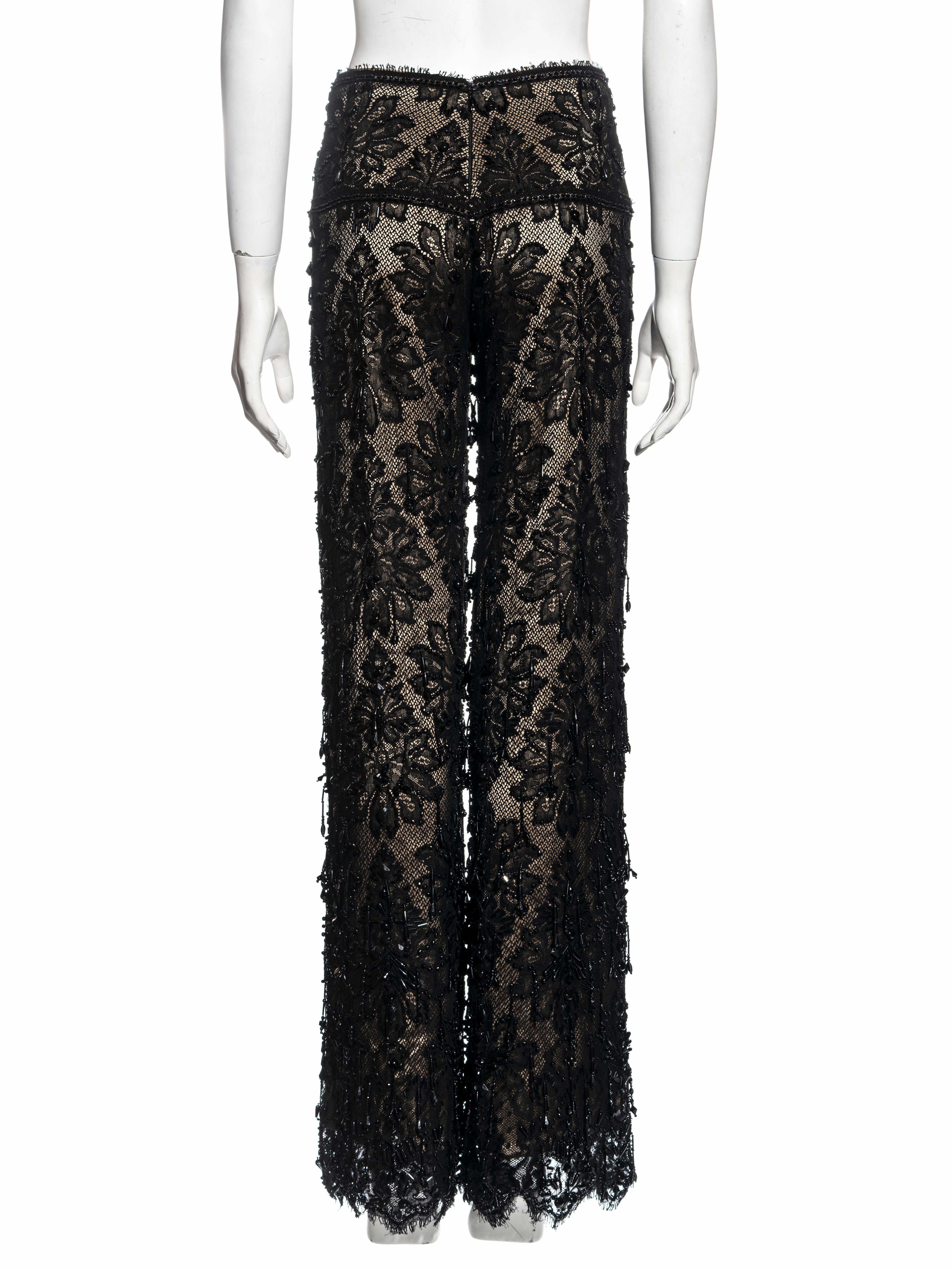 Gianfranco Ferré black beaded lace evening pants, ss 2002 For Sale 1