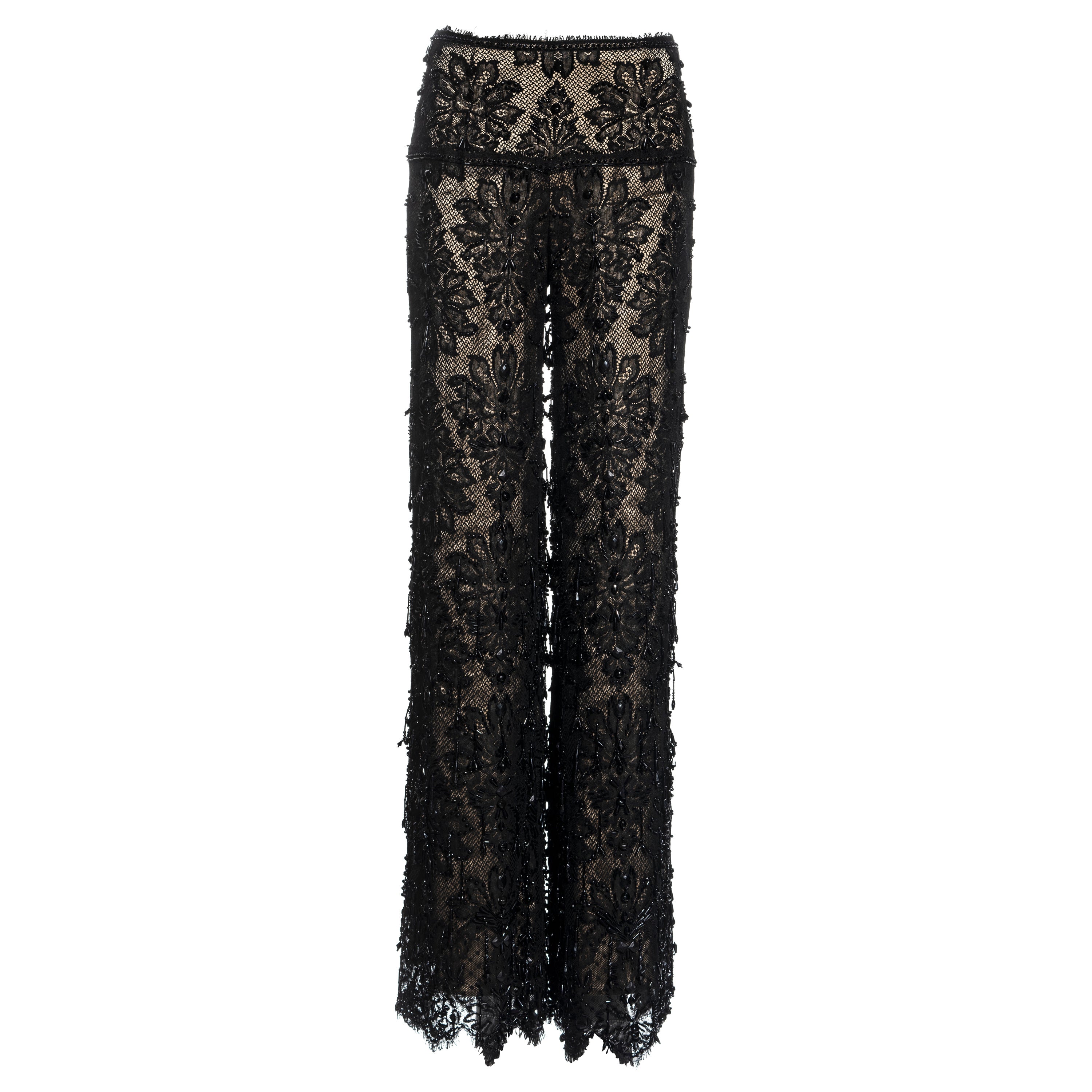 Gianfranco Ferré black beaded lace evening pants, ss 2002