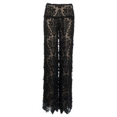 Gianfranco Ferré pantaloni da sera in pizzo nero con perline, ss 2002