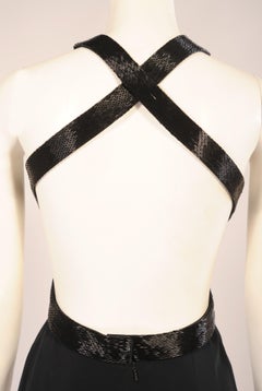 Gianfranco Ferre Black Beaded Silk Evening Dress with a Sexy Bare Side and Back