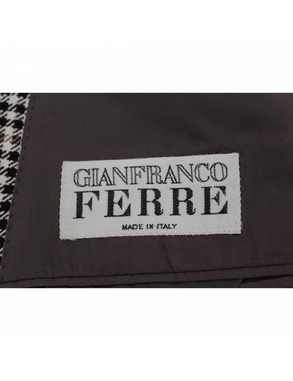 Gianfranco Ferre Black Beige Silk Wool Check Classic Jacket  In Excellent Condition In Brindisi, Bt