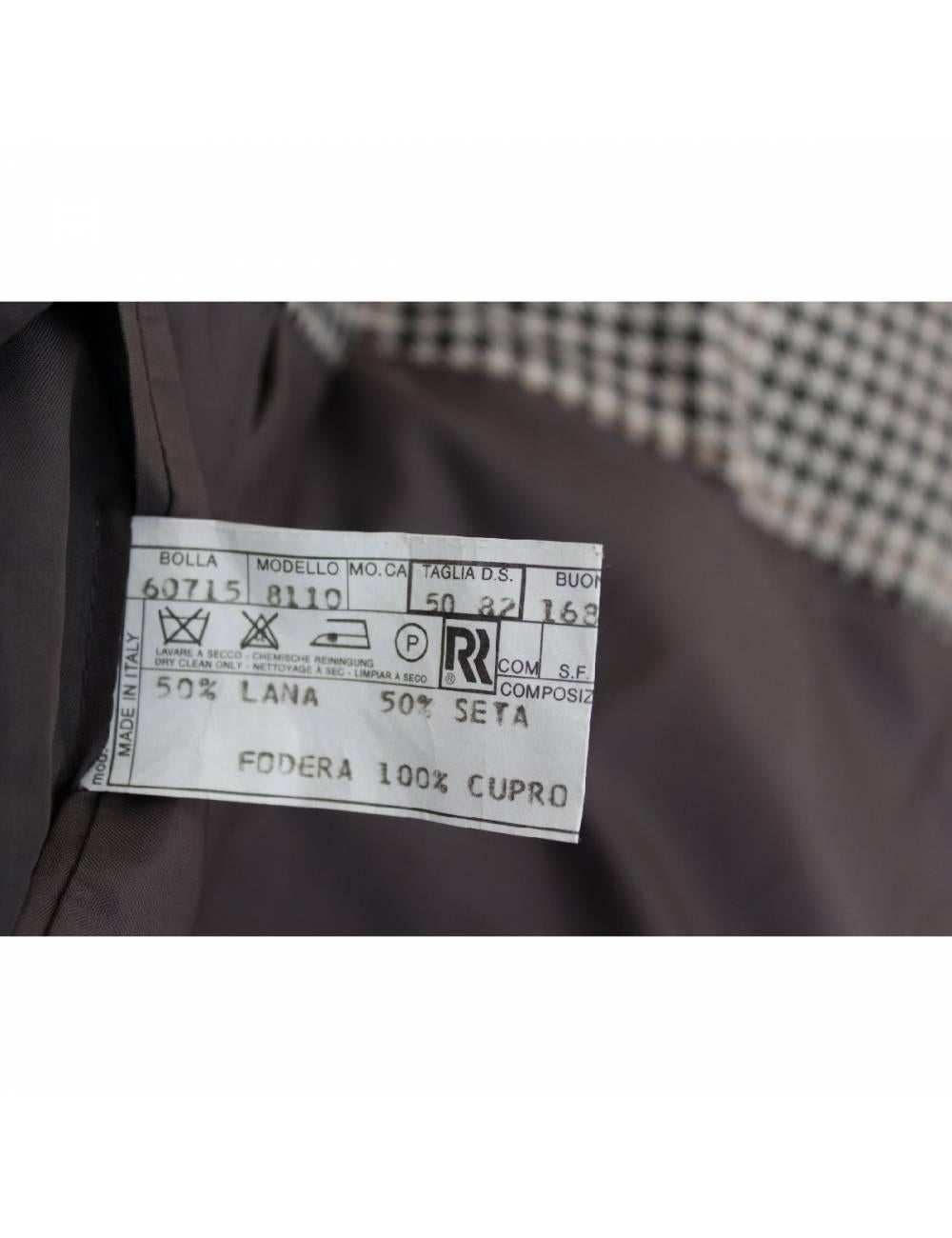 Men's Gianfranco Ferre Black Beige Silk Wool Check Classic Jacket 