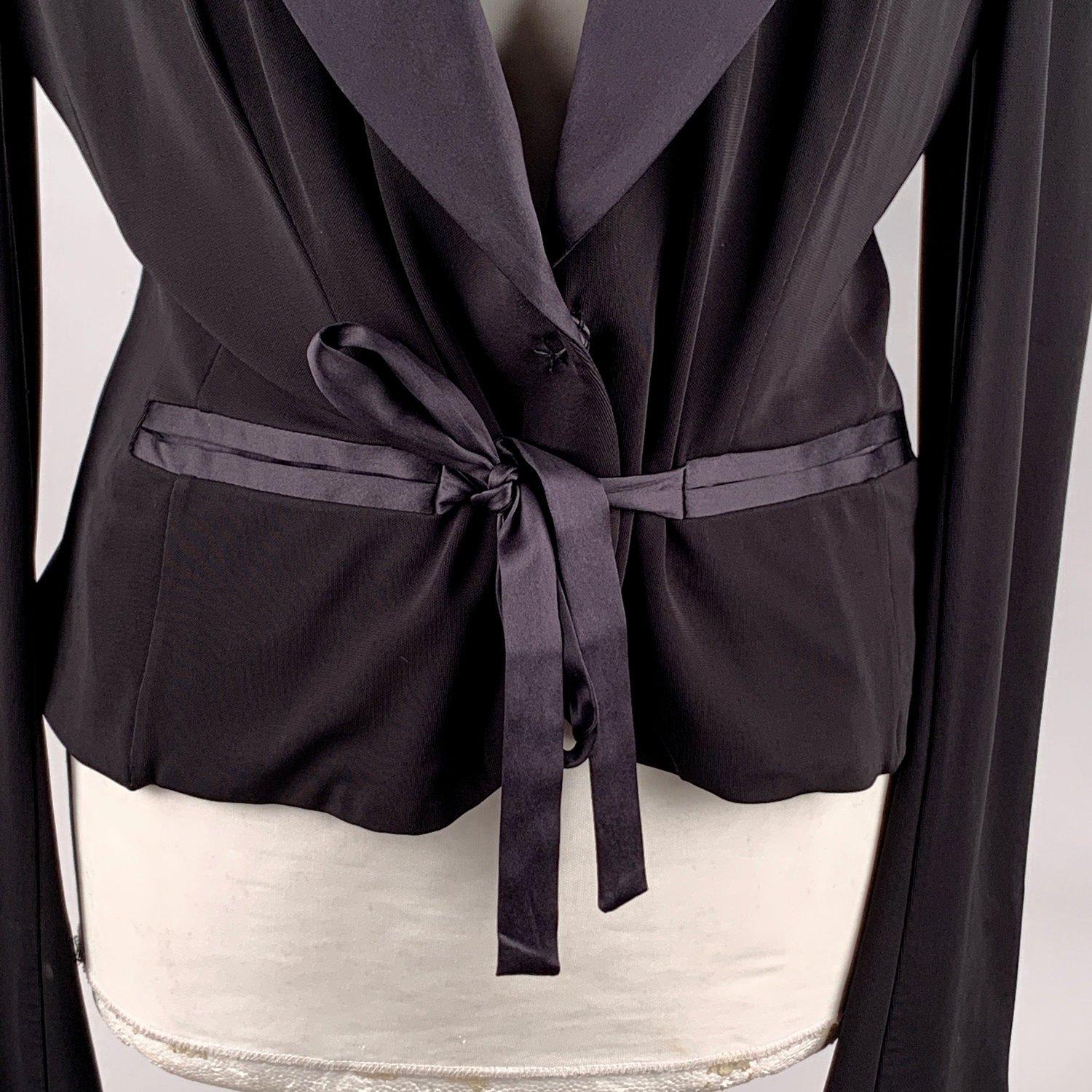 Women's Gianfranco Ferré Black Blazer Jacket with Silk Trim Size 44