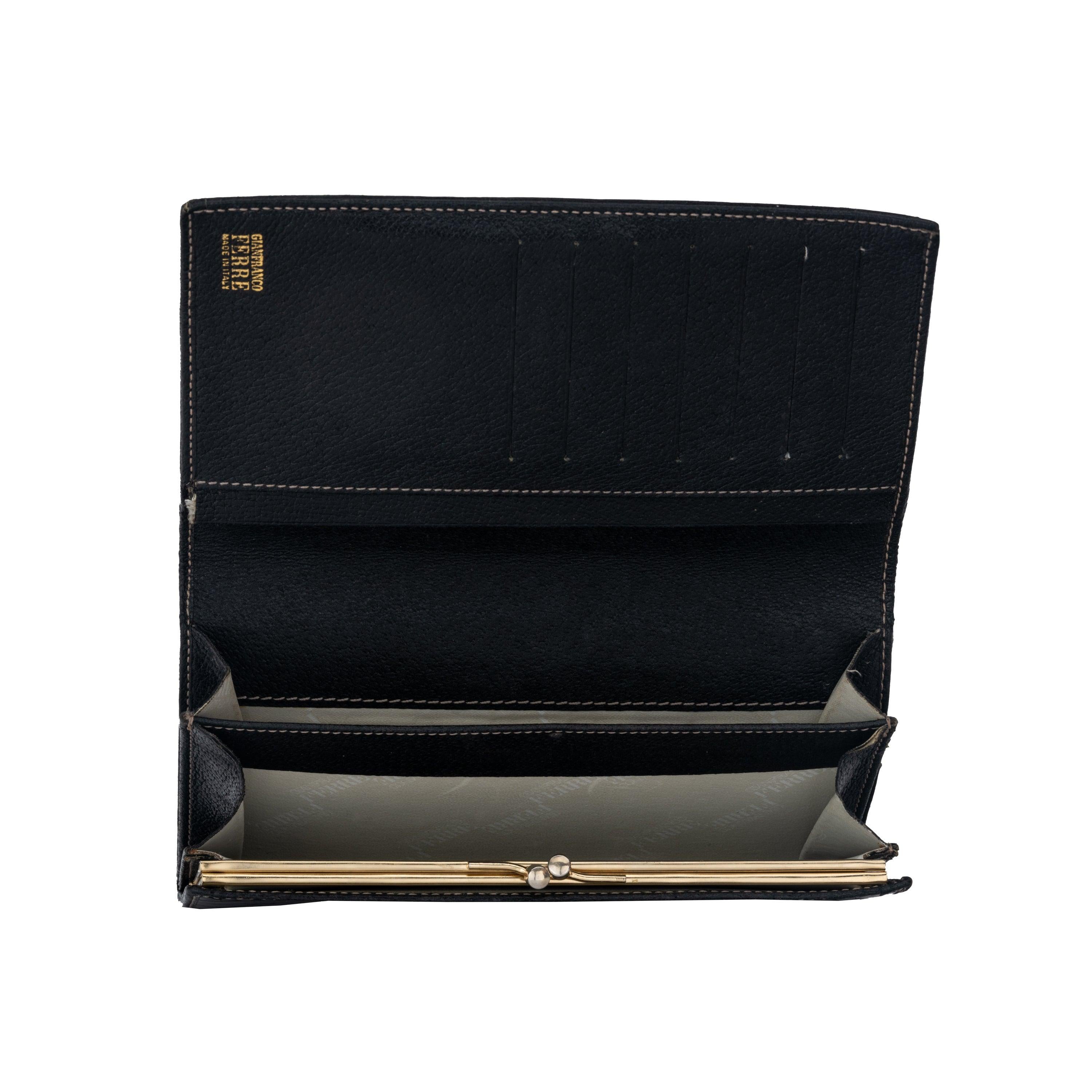 Gianfranco Ferré Black Crocodile Wallet - '70s In Good Condition For Sale In Milano, IT