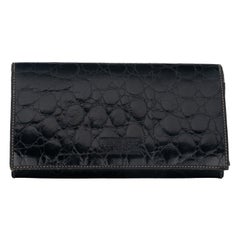Gianfranco Ferré Brieftasche aus schwarzem Krokodil - 70er Jahre