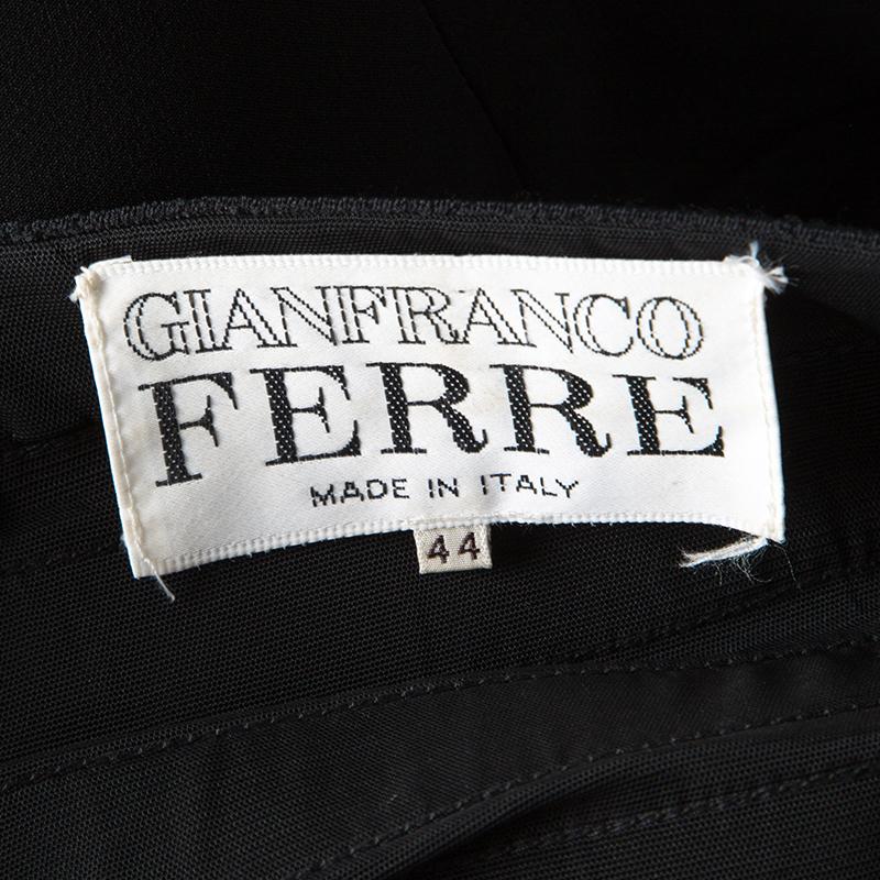 Women's Gianfranco Ferre Black Draped Silk Embellished Sleeveless Dress M