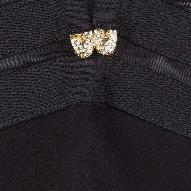 Gianfranco Ferre Black Draped Silk Embellished Sleeveless Dress M 1