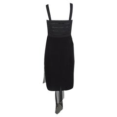 Gianfranco Ferre Black Draped Silk Embellished Sleeveless Dress M