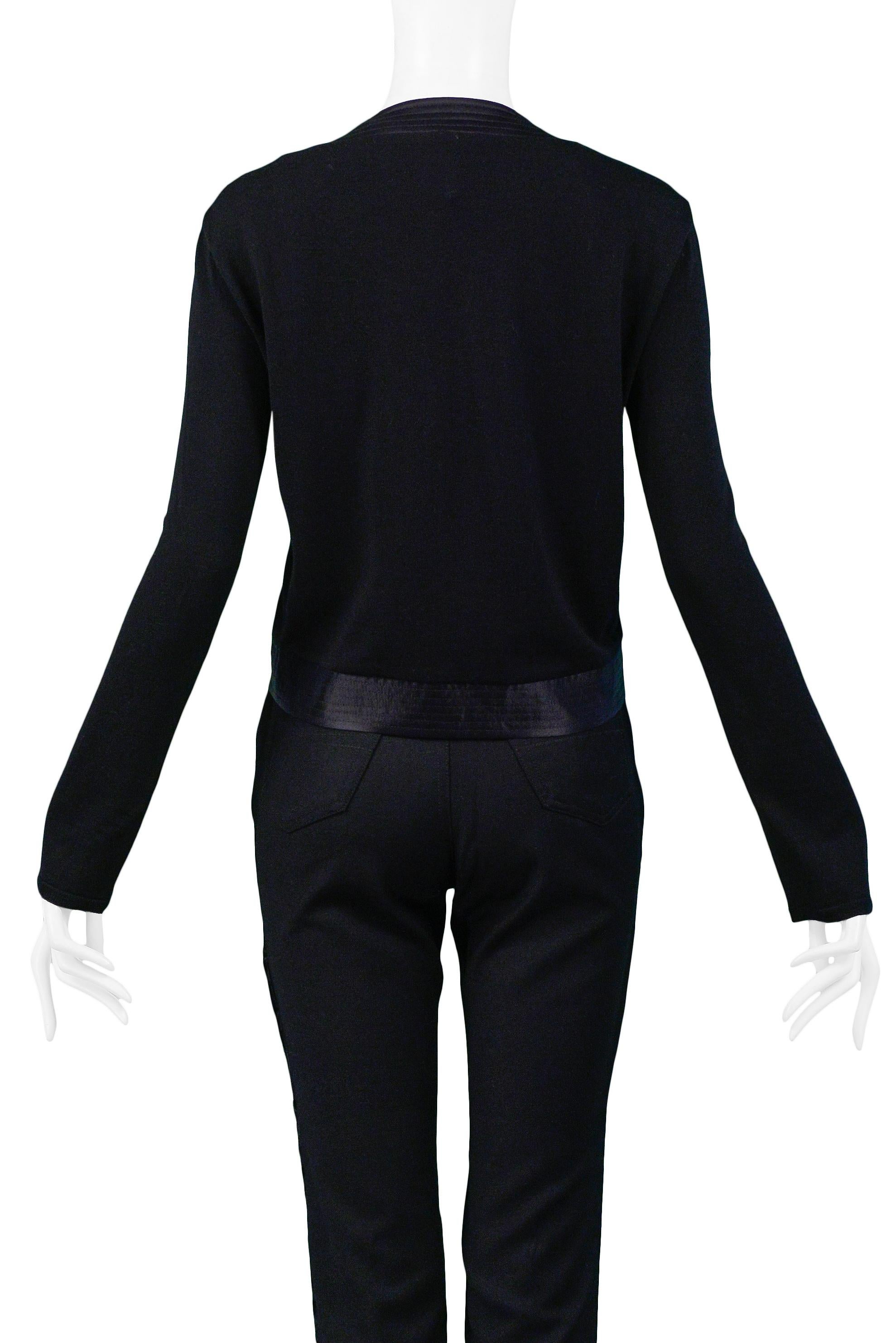 Gianfranco Ferre Black Fur Textured Twin Set Cardigan, Shell Sweater and Pants  For Sale 4