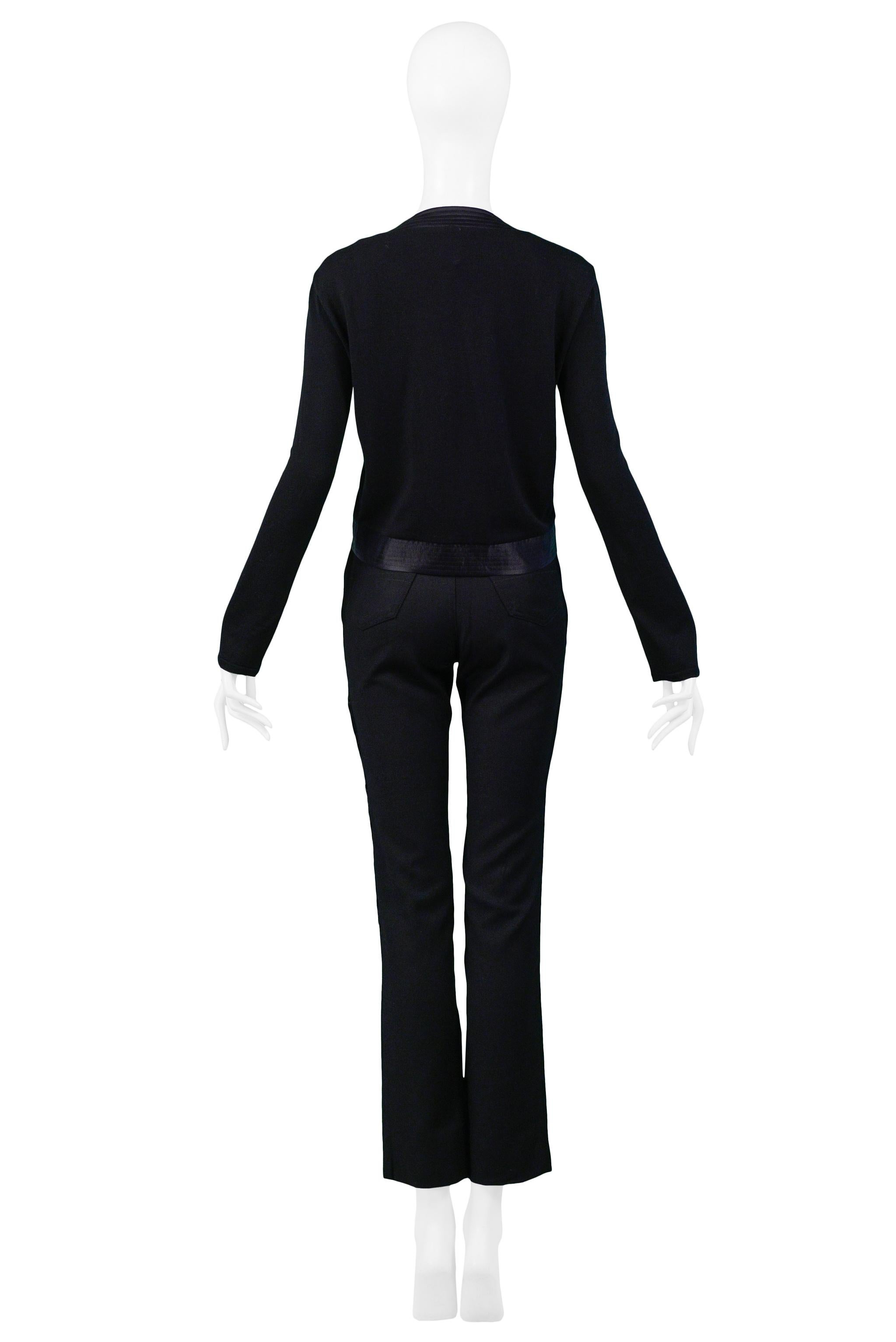 Gianfranco Ferre Black Fur Textured Twin Set Cardigan, Shell Sweater and Pants  For Sale 5