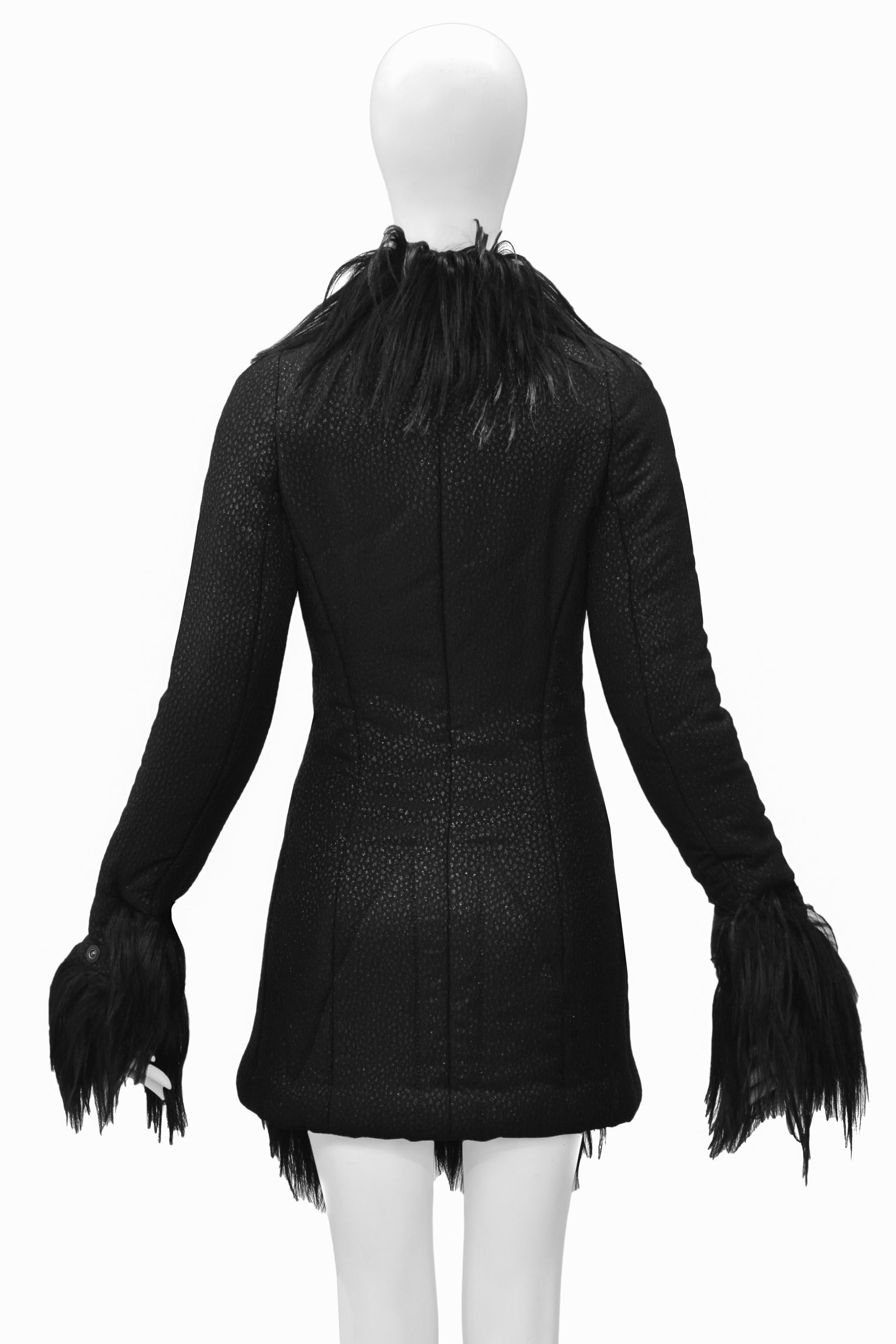 Women's or Men's Gianfranco Ferre Black Goat Fur Coat For Sale
