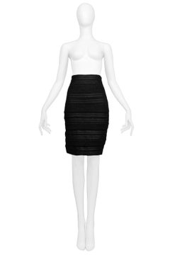 Gianfranco Ferre Black High Waist Striped Knit Skirt