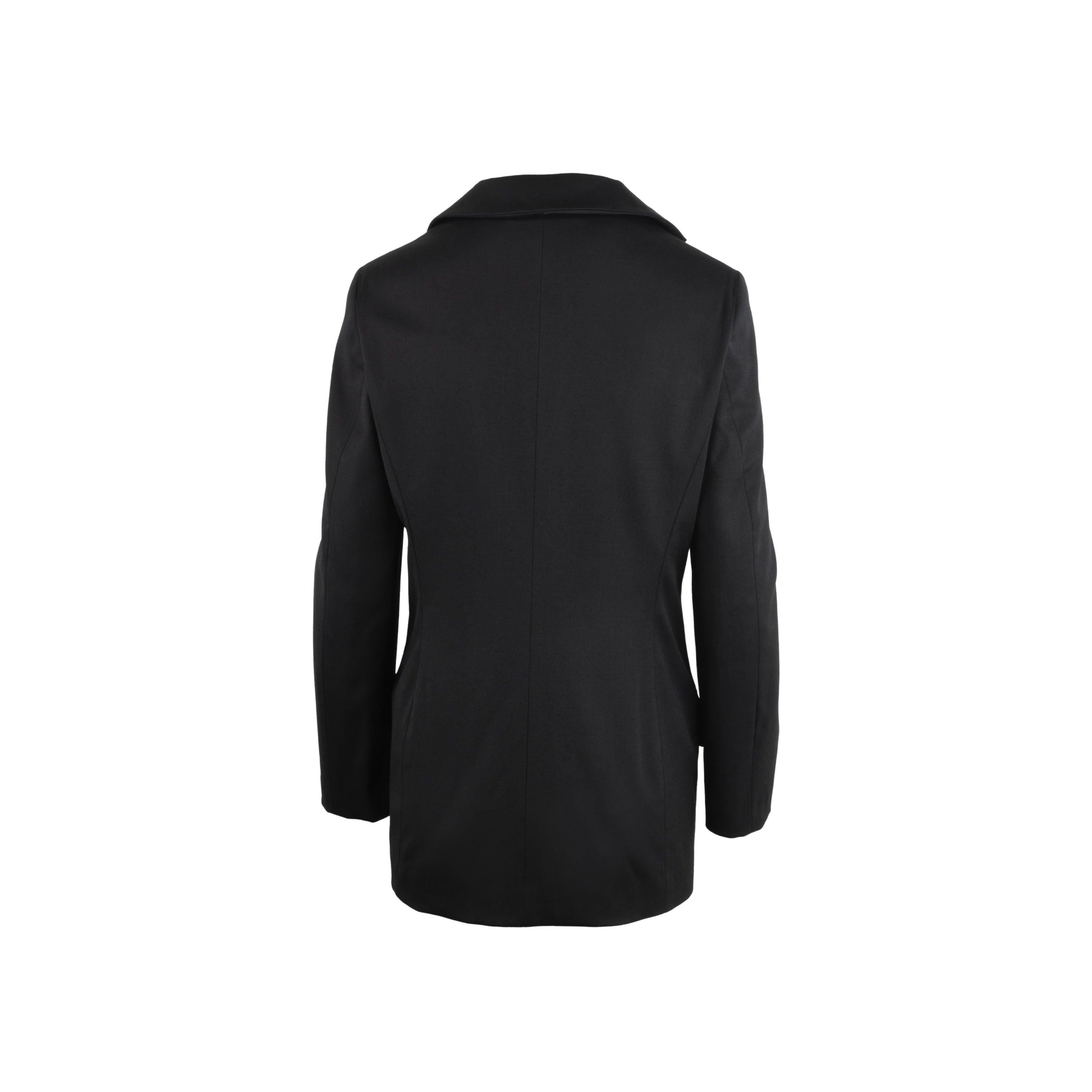 Gianfranco Ferré black wool jacket. Classic collar with lapels and five button front closure.
 Shoulder:42;Sleeve:62;Bust:49.5;Waist:44;Total Length:76