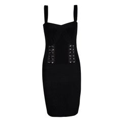 Gianfranco Ferre Black Knit Criss Cross Eyelet Detail Bodycon Dress M