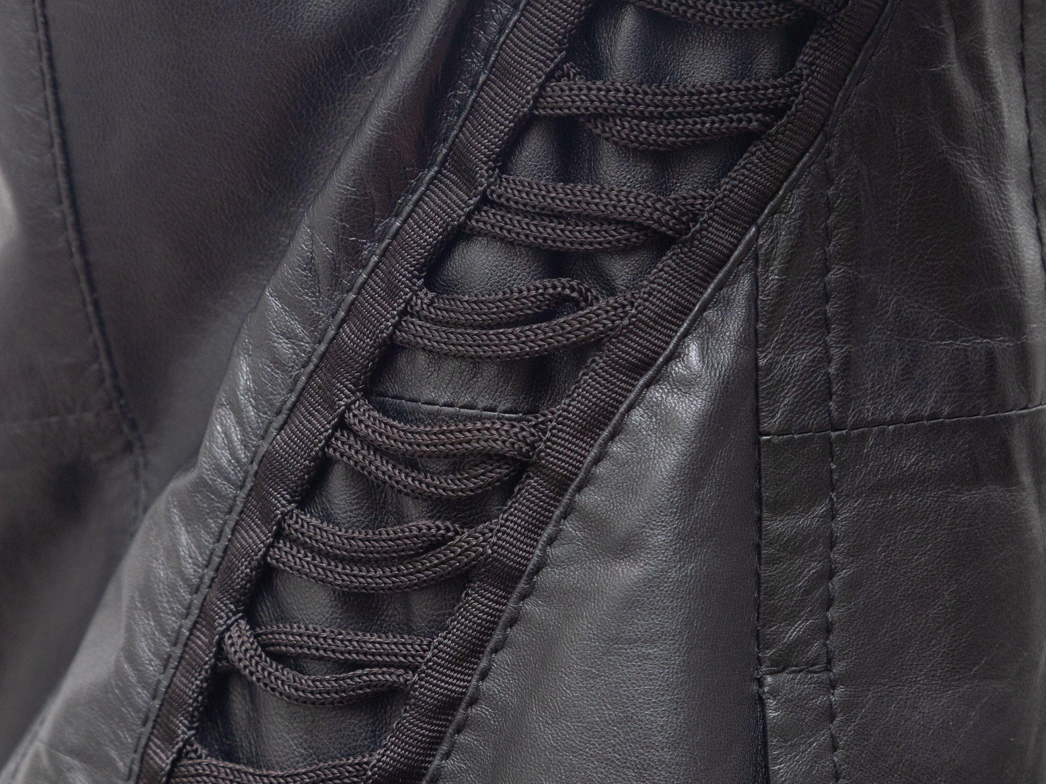 Gianfranco Ferre Black Lace-Up Leather Blazer 3