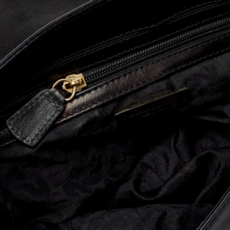 Gianfranco Ferre Black Leather Flap Satchel For Sale 1