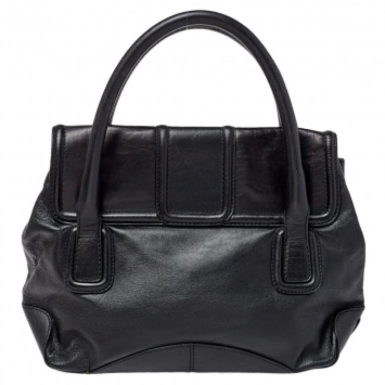 Gianfranco Ferre Black Leather Flap Satchel For Sale 5