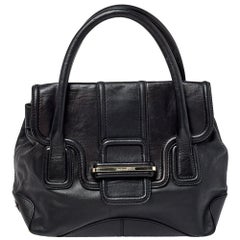 Gianfranco Ferre Black Leather Flap Satchel