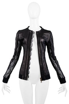 Gianfranco Ferre Black Leather & Jacket With Lace Back Panel 2007