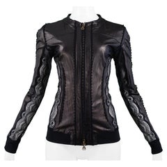 Gianfranco Ferre Black Leather & Jacket With Lace Back Panel 2007