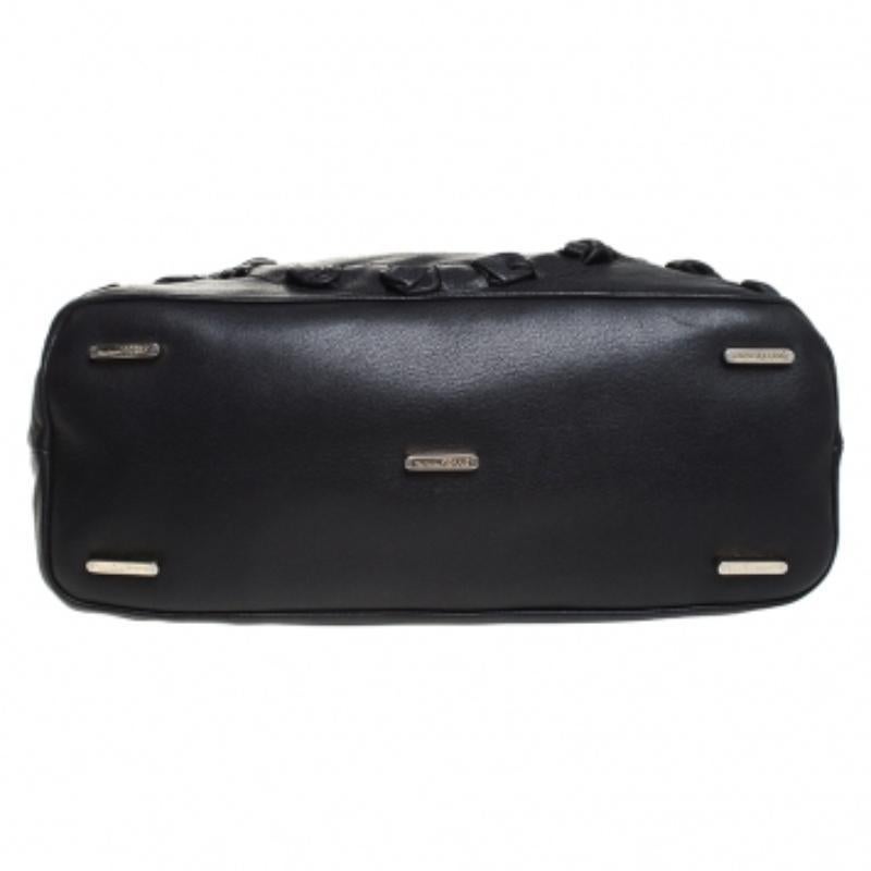 Noir Gianfranco Ferre Black Leather Satchel en vente