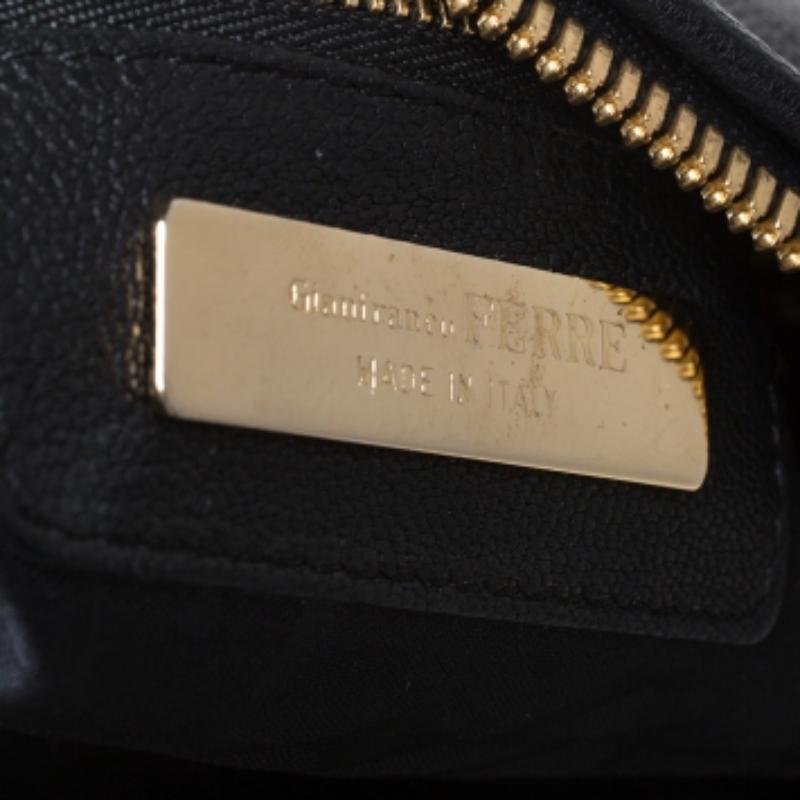 Gianfranco Ferre Black Leather Satchel en vente 1