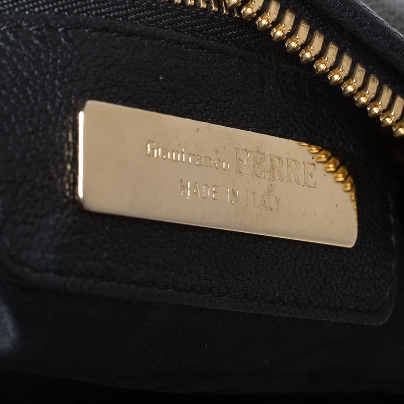 Gianfranco Ferre Black Leather Satchel In Good Condition For Sale In Dubai, Al Qouz 2