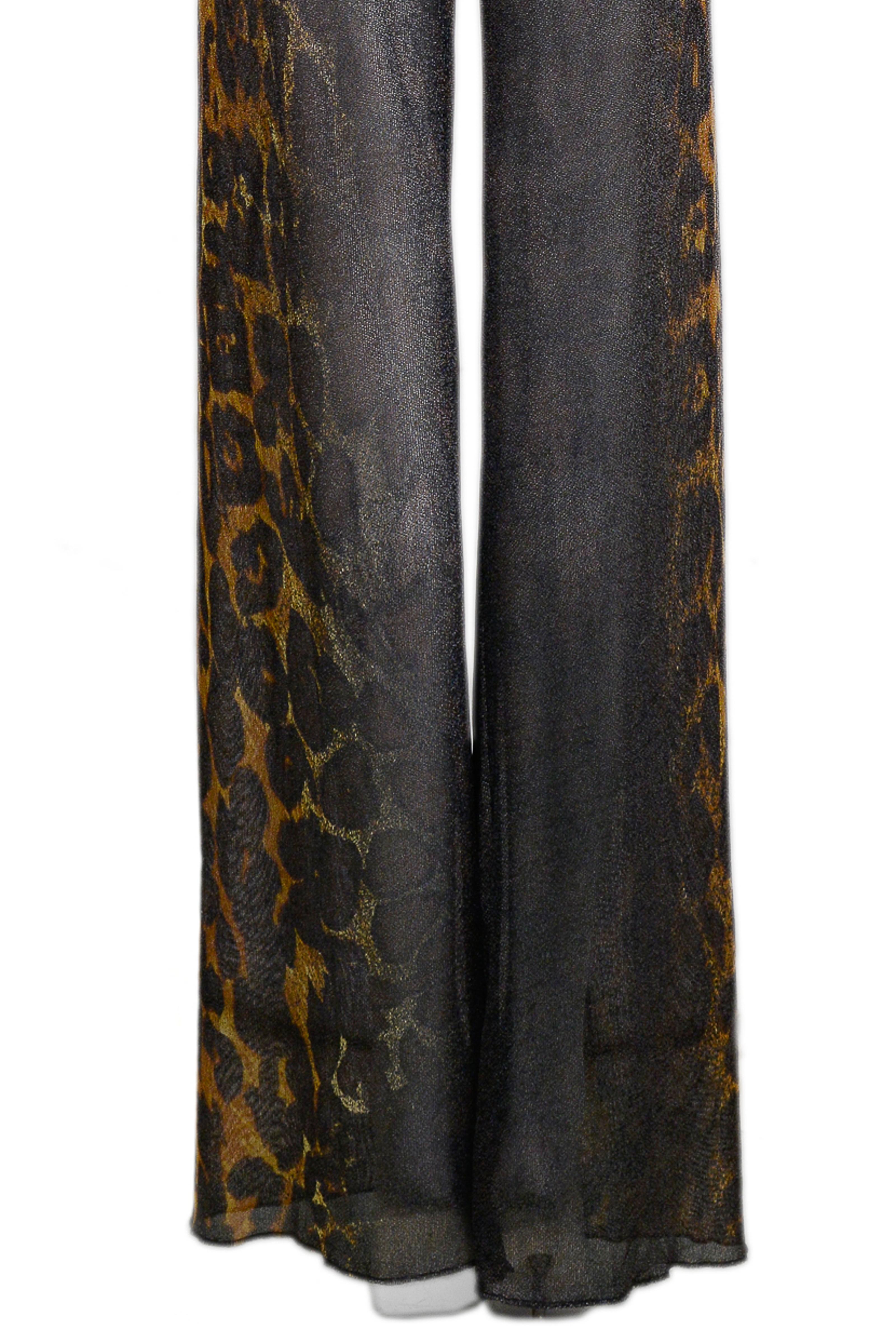 Gianfranco Ferre Black & Leopard Print Sheer Lurex Disco Pants 5