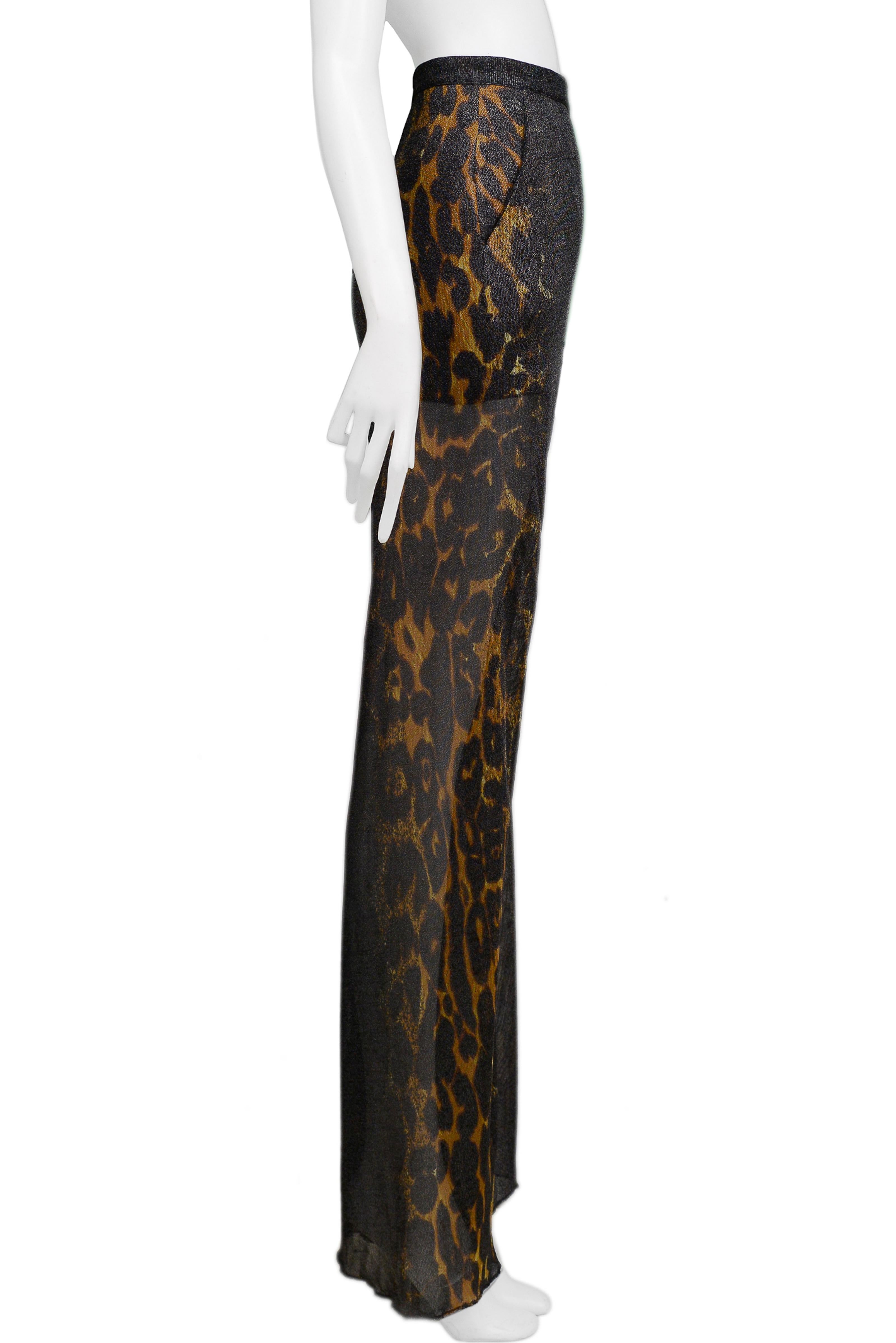 Gianfranco Ferre Black & Leopard Print Sheer Lurex Disco Pants 1