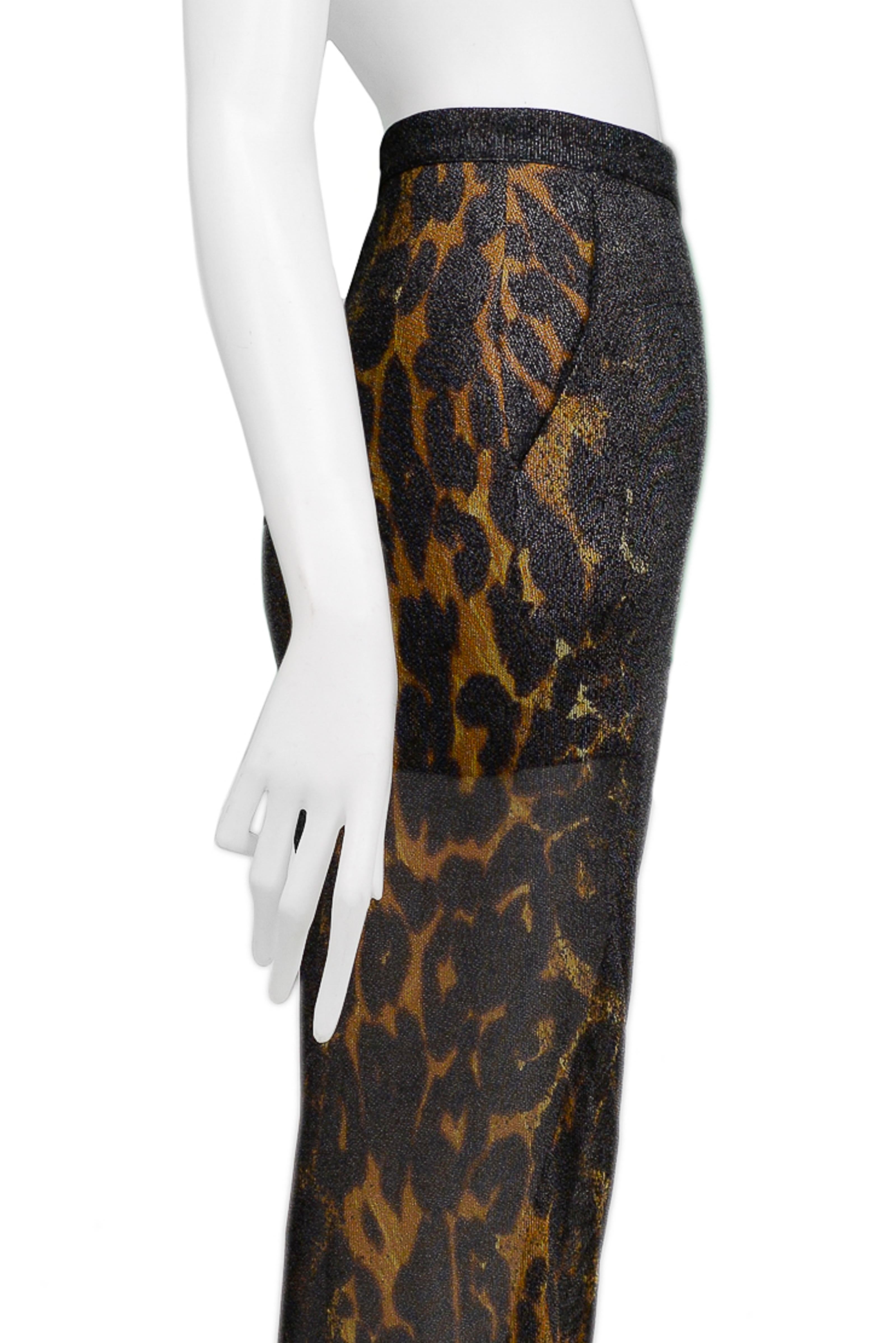 Gianfranco Ferre Black & Leopard Print Sheer Lurex Disco Pants 2
