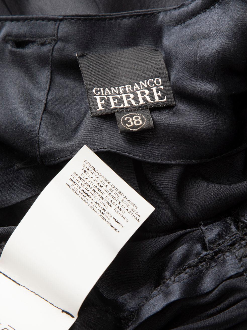 Gianfranco Ferré Schwarzes langärmeliges Seidenkleid Größe XS im Angebot 4