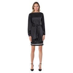Gianfranco Ferré Black Long Sleeve Silk Dress Size XS