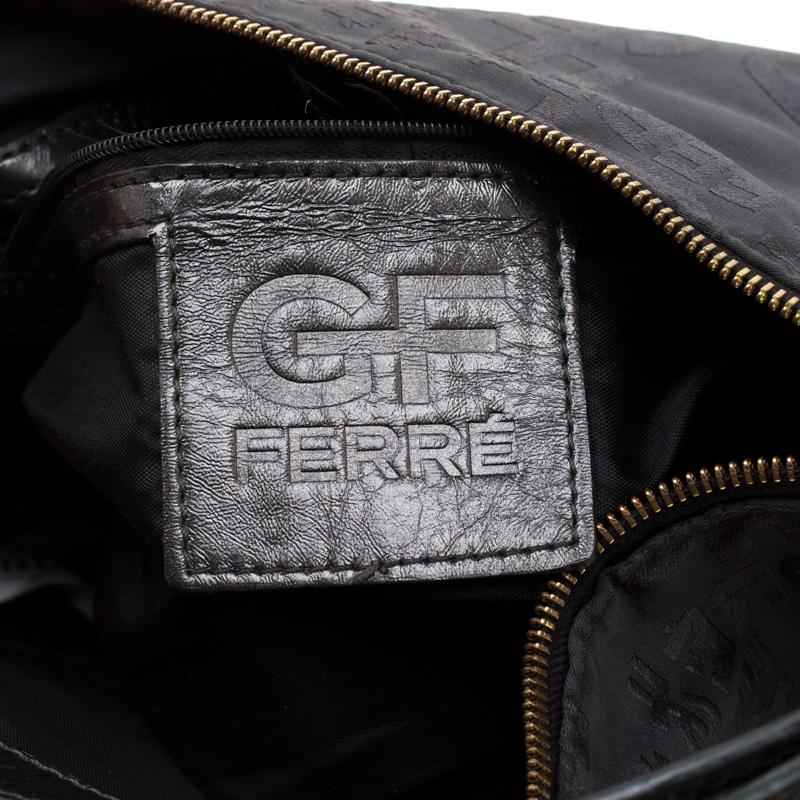Gianfranco Ferre Black Nylon and Leather Buckle Shoulder Bag 2