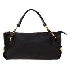 Gianfranco Ferre Bolso negro de nailon y piel con hebilla