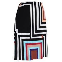 Gianfranco Ferre Black Pink Viscose Striped A Line Skirt