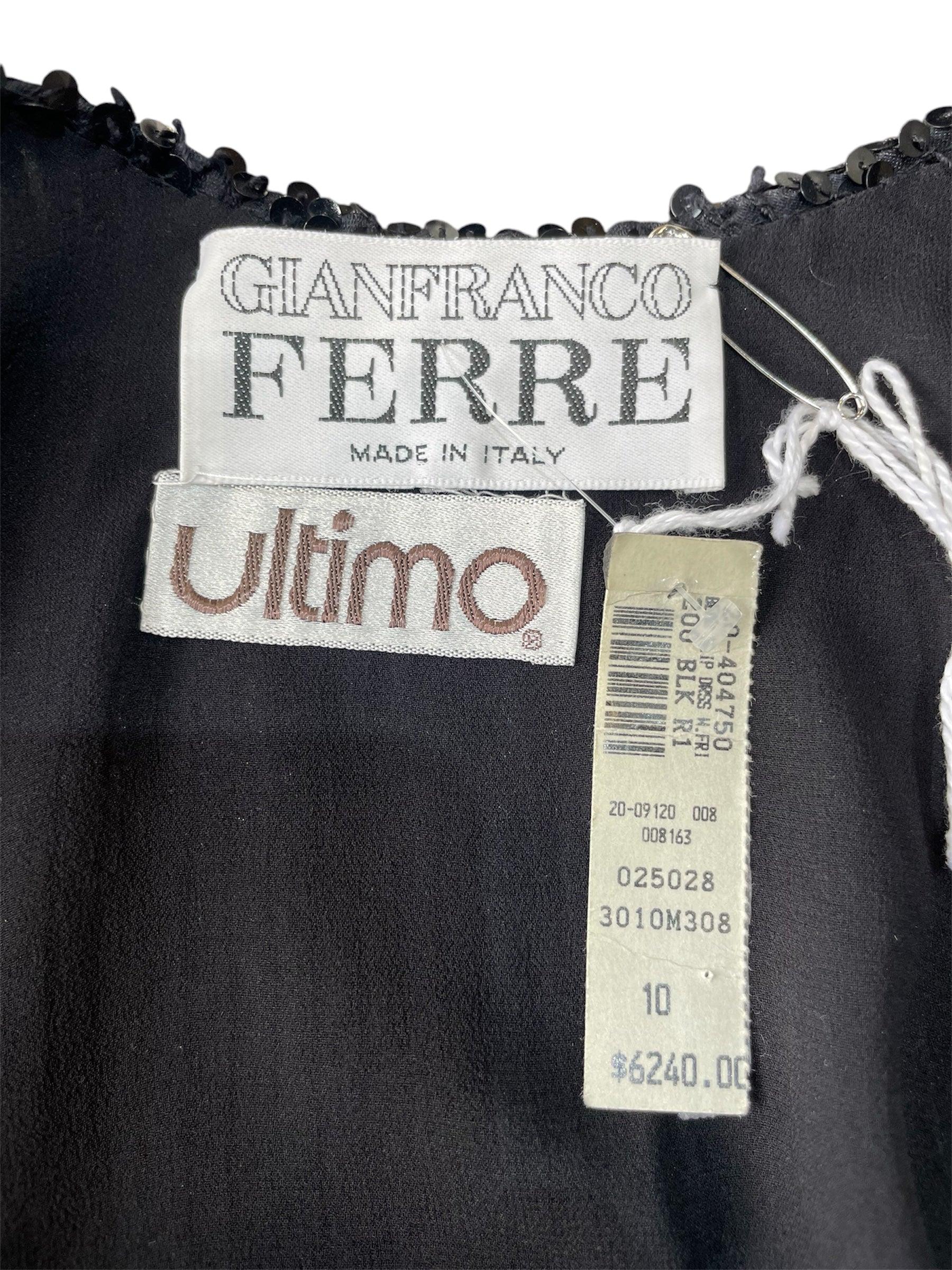 Women's Gianfranco Ferré Black Sequin Fringe Cocktail Dress, 1980s For Sale