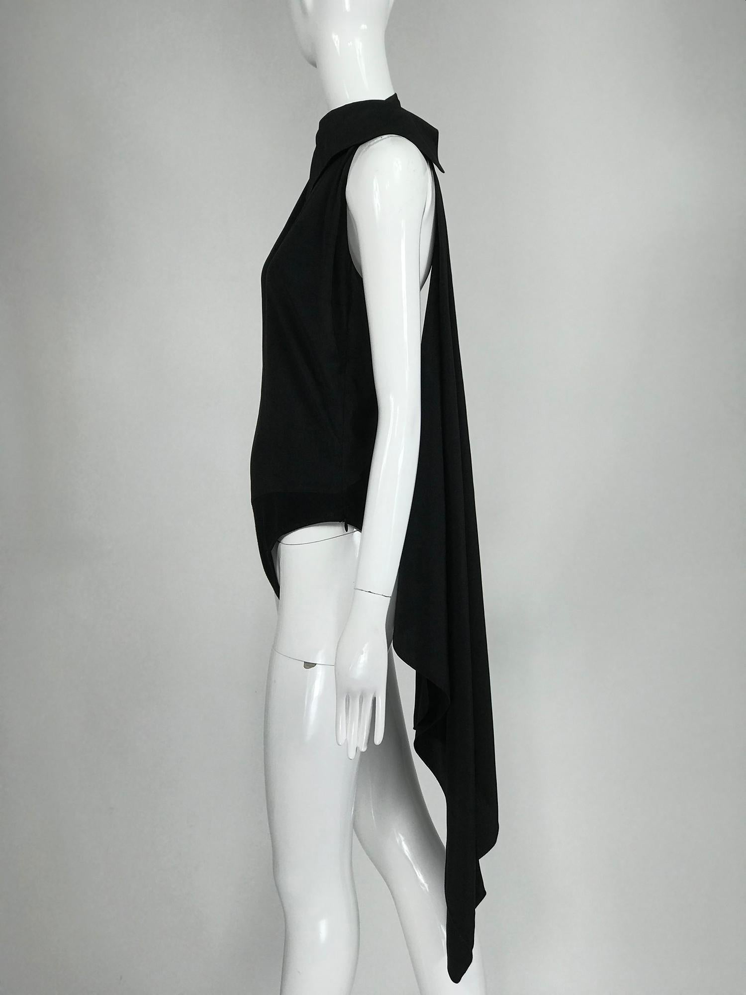 Gianfranco Ferre Black Silk and Sweater Knit Body Suit and Wrap or Drape 1980s For Sale 5