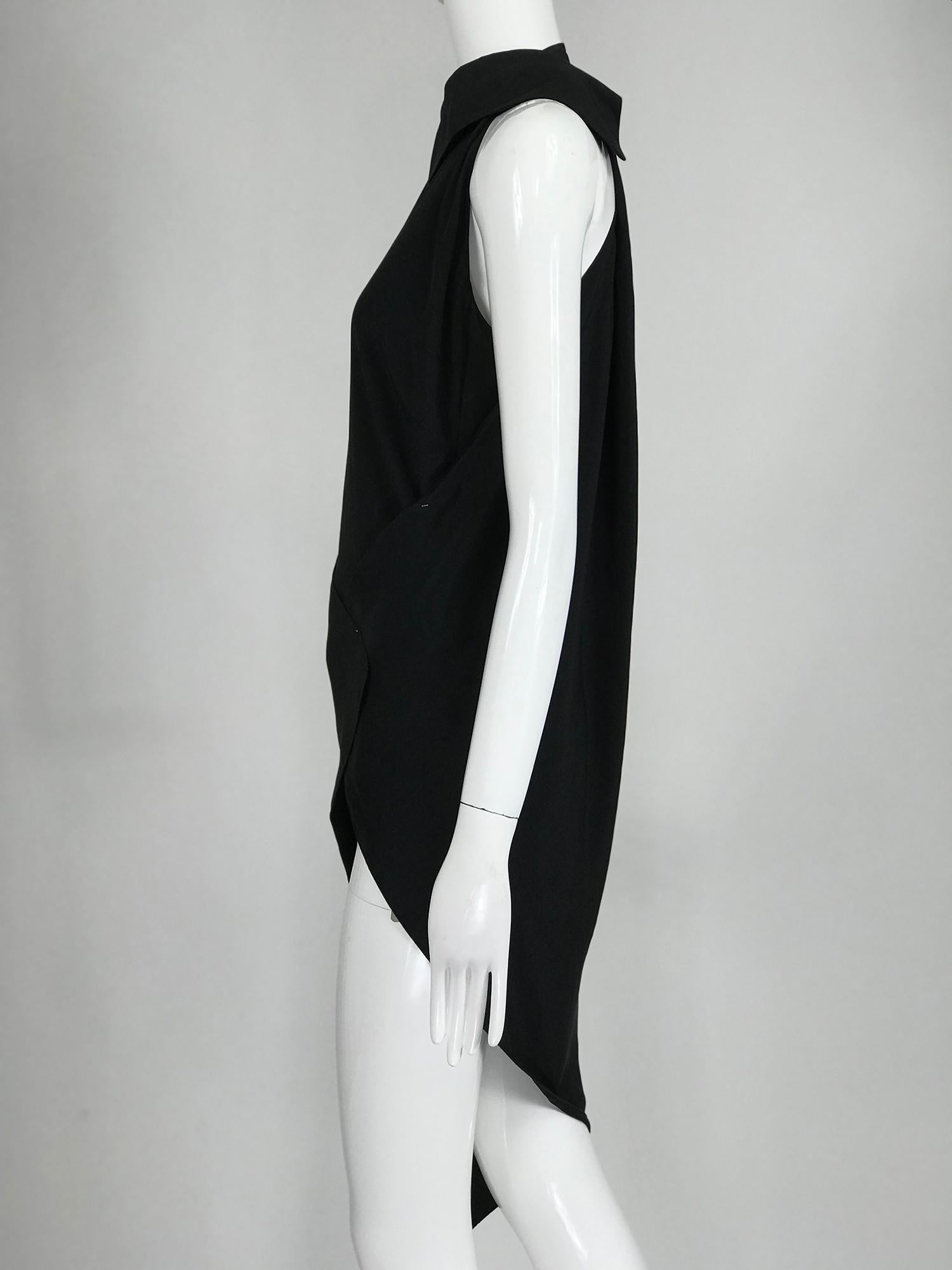 Gianfranco Ferre Black Silk and Sweater Knit Body Suit and Wrap or Drape 1980s For Sale 1