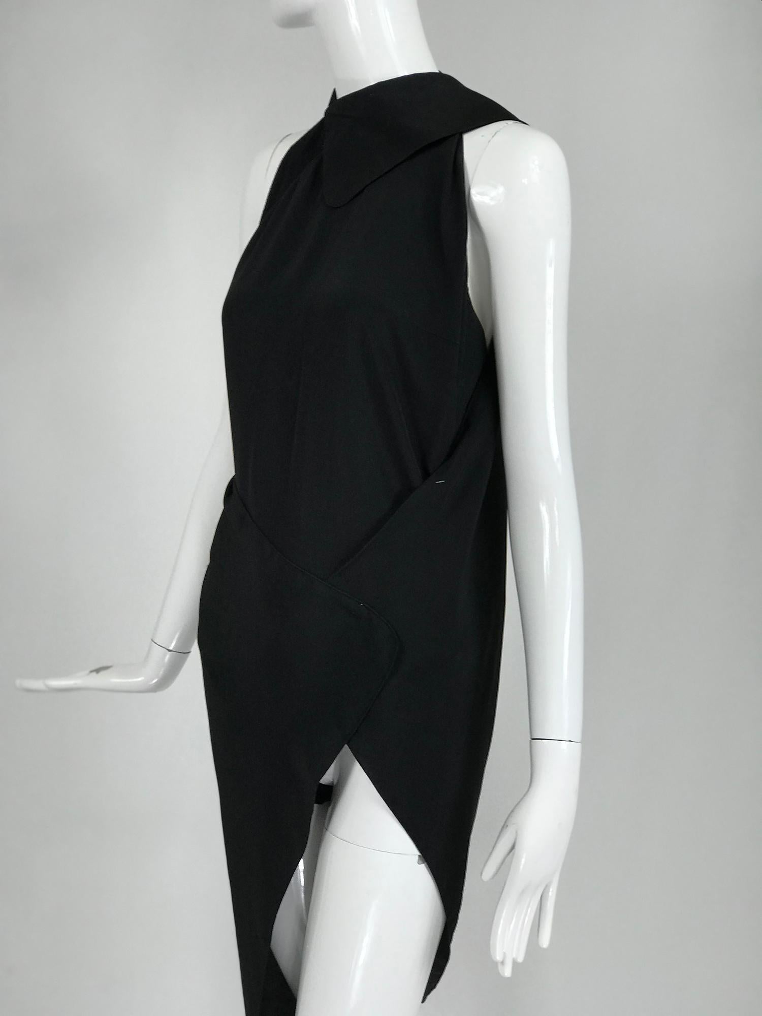 Gianfranco Ferre Black Silk and Sweater Knit Body Suit and Wrap or Drape 1980s For Sale 2