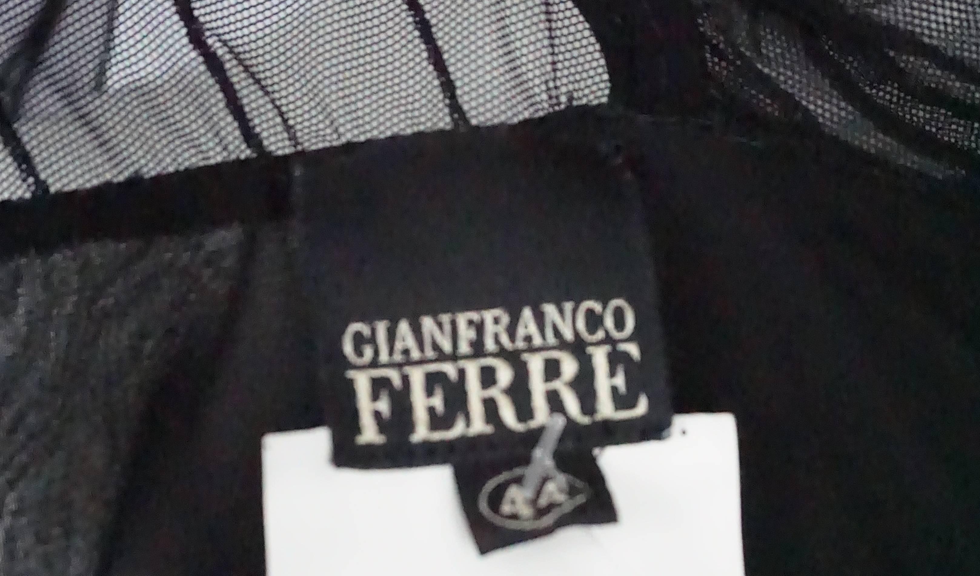 Gianfranco Ferre Black Silk Chiffon Pleated Empire Style Gown  2